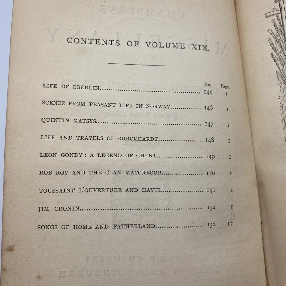 Antique‎ Chambers's Miscellany of Instructive & Entertaining Tracts Vol XIX 1872